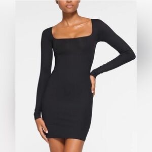 SKIMS Bodycon Black Long Sleeve Dress